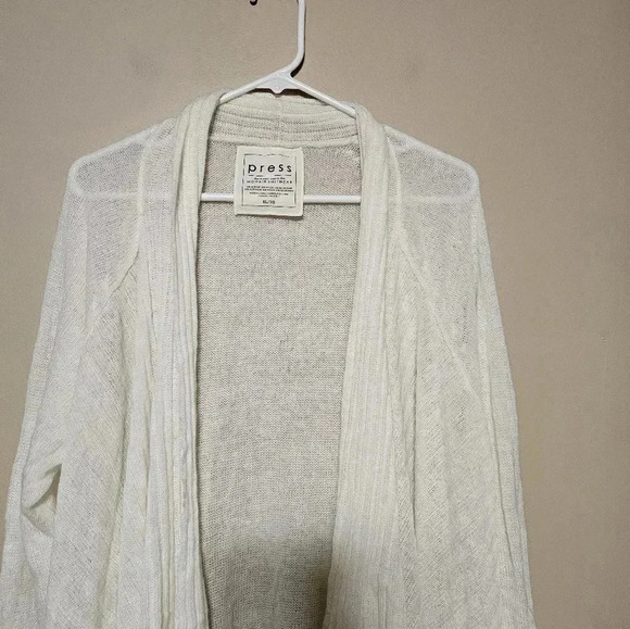 Press Mohair Knitwear Cardigan Sweater Women's Size XL Light Knit Cream Long - Picture 6 of 6